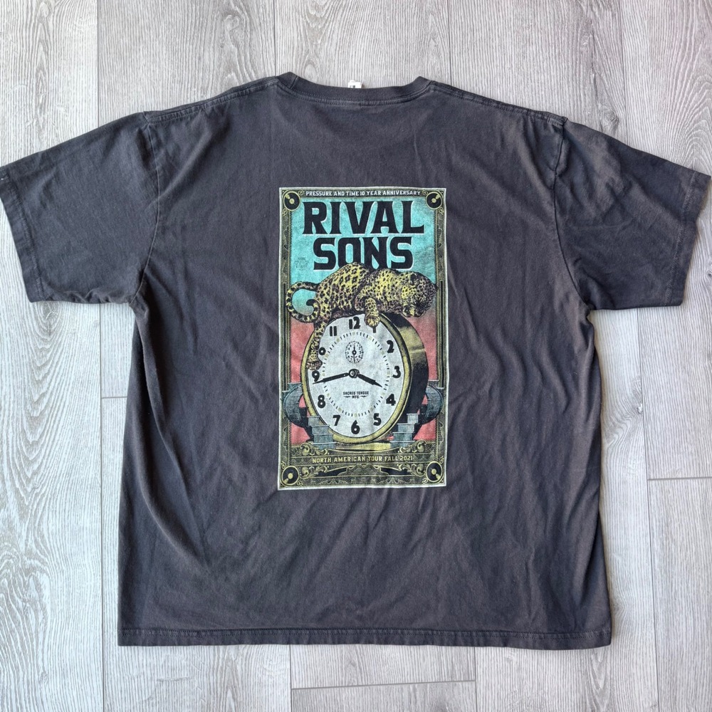 Rival Sons 2021 Tour Shirt Mens XL Pressure and Time Anniversary Leopard Band T